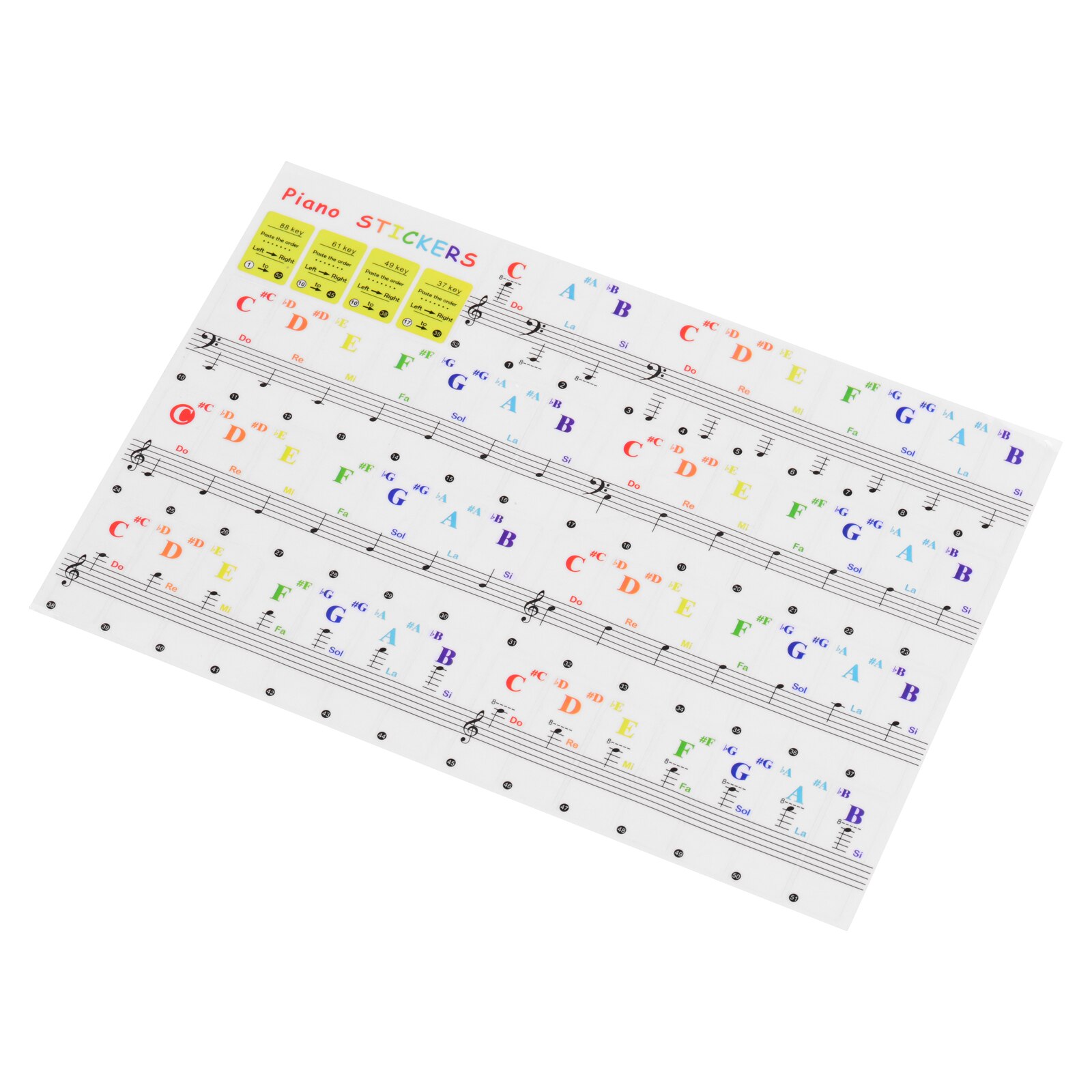 Piano Key Stickers Piano Keyboard Tune Stickers Kit for 88/ 61/ 54/ 49/ 37 Keys Piano for Beginner Keyboard Accessaries