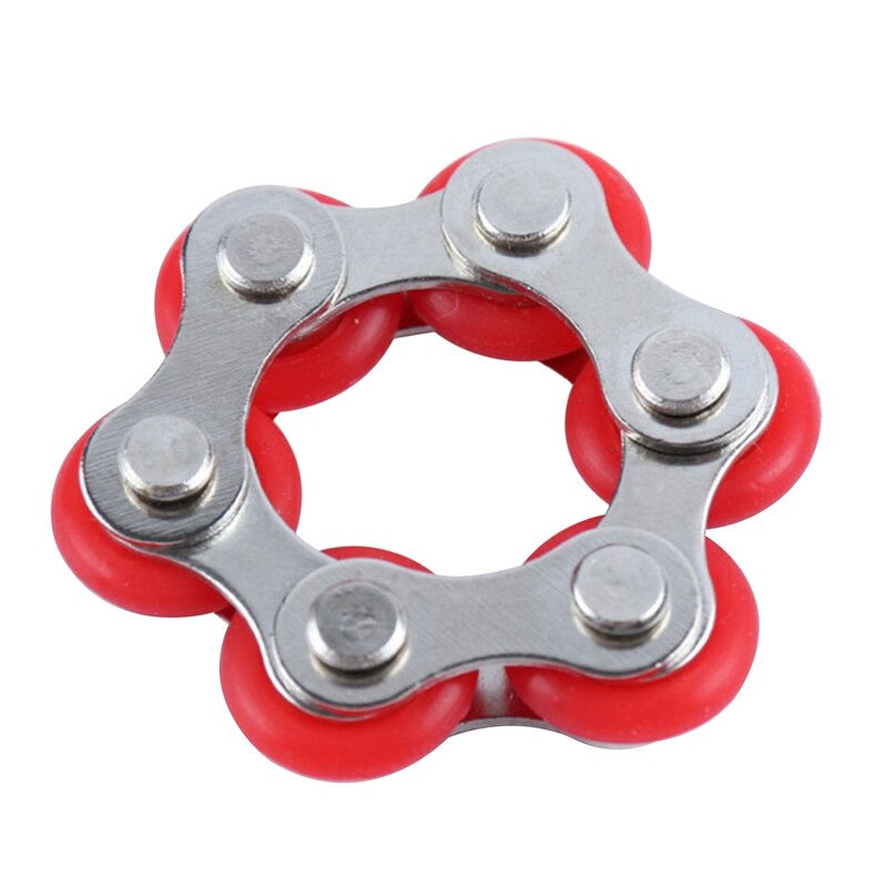 Roller Chain Toy With Metal And Silicone Ring Stress Relief Device, Very Suitable For ADHD, ADD, Office Anxiety: red