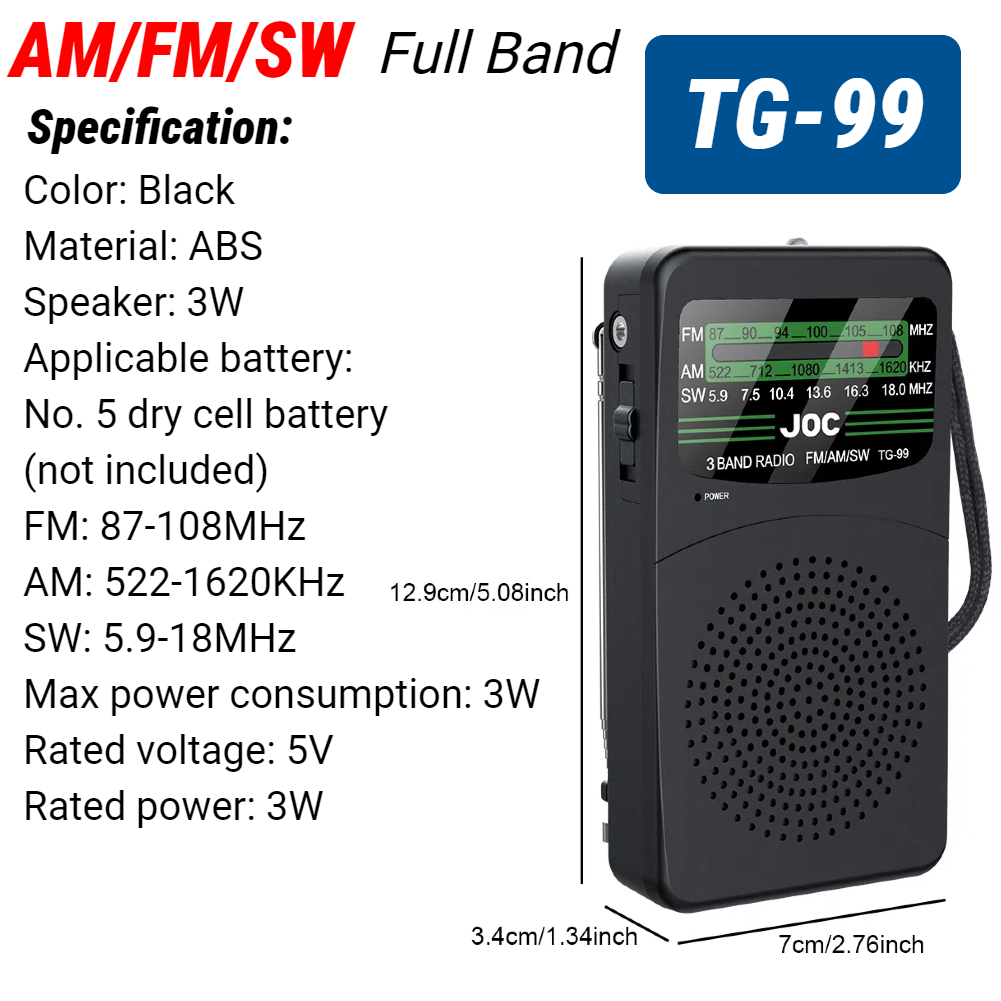 Mini Radio portátil con altavoz incorporado, receptor mundial Retro, Radio de bolsillo con batería, antena telescópica AM/FM para interior del hogar: Naranja