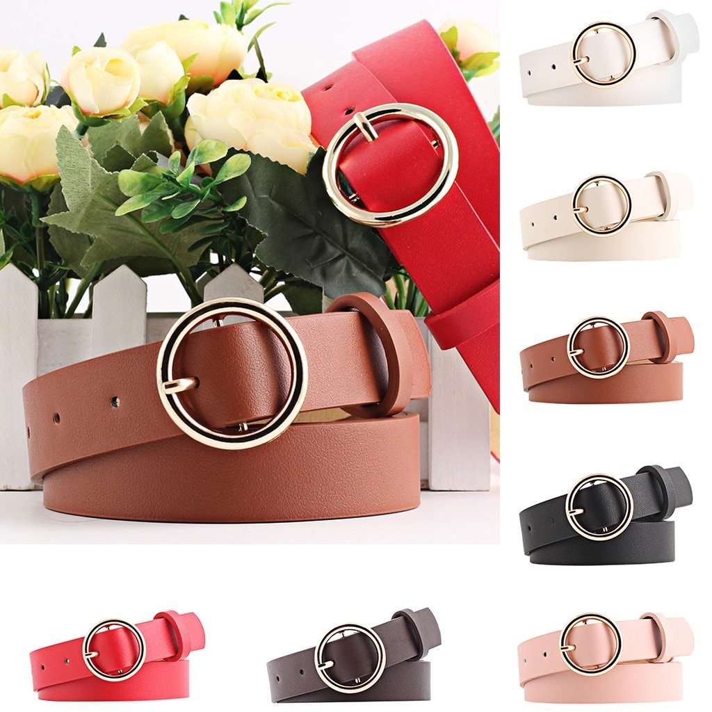 Correas de cuero para dama Hipster accesorios Casual Pin hebilla decoración Popular Vintage aleación cinturón con hebilla redonda # A