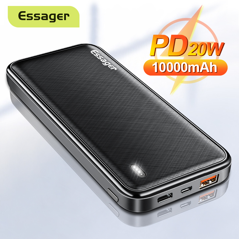 Essager Pd 20W 10000 Mah Power Bank Draagbare Opladen Externe Batterij Oplader 10000 Mah Powerbank Voor Iphone Xiaomi Mi poverbank