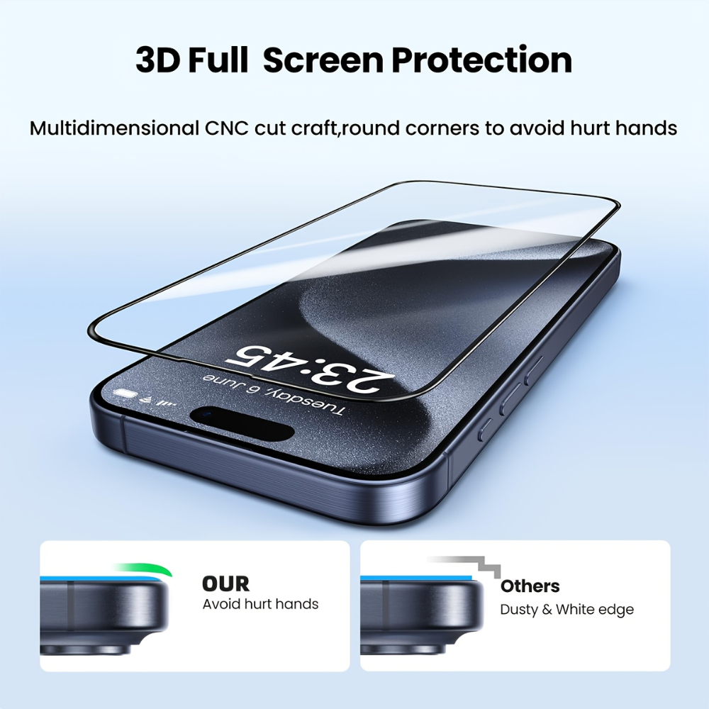2Pcs HD Clear Tempered Glass Screen Protector With Install Kit Auto-Alignment Kit For iPhone 17 16 15 14 13 12 11 Pro Max 17Air
