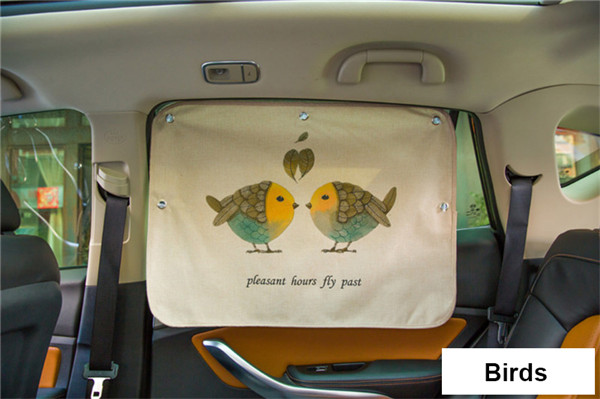 1pc 70*50cm Auto Cartoon Gordijn Cover Zon Blokkeren Auto Gordijn Side Blokkeren sucker Zonnescherm Gordijn voor kinderen: two birds