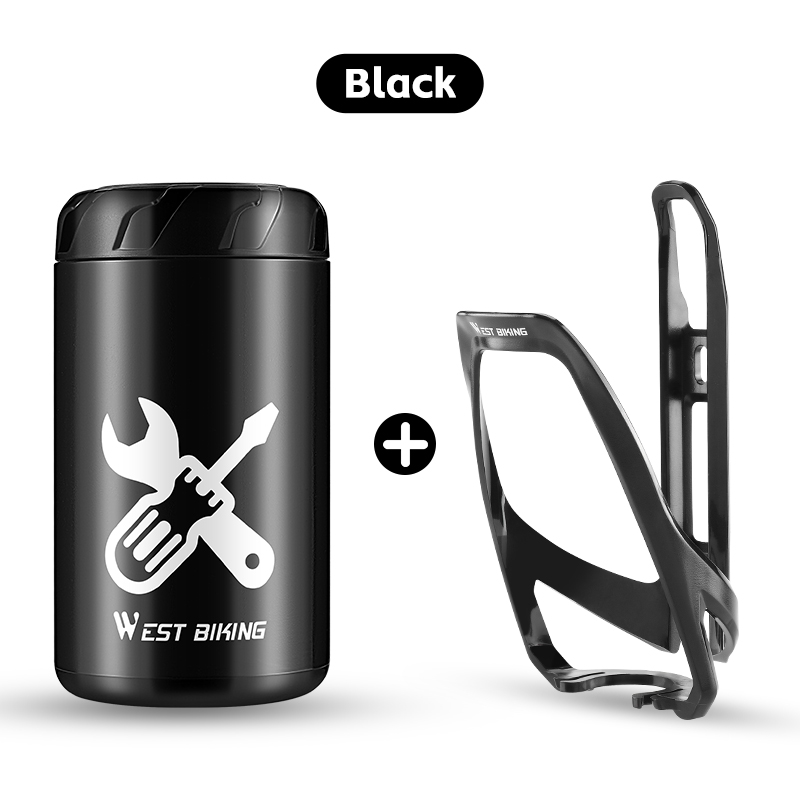 WEST BIKING-caja de herramientas portátil para bicicleta, herramienta de reparación de bicicletas, kit de herramientas de cápsula de almacenamiento para soporte de portabotellas, accesorios para bicicleta de montaña y carretera: Color rojo