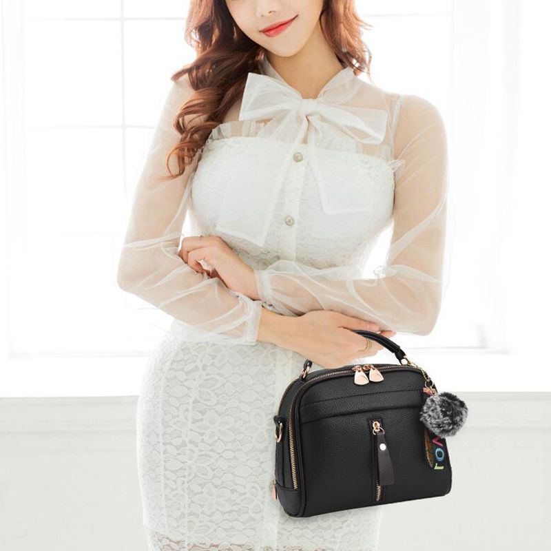 Crossbody taske til kvinder håndtaske pu læder fuldmåne slik farve cutefur bold skalform taske kvinder skuldertasker  kl753