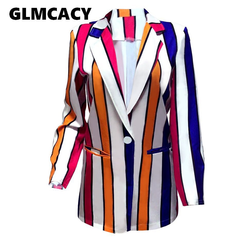 Blazers a rayas para mujer, chaquetas de manga larga para otoño, Tops elegantes de trabajo, trajes de negocios con botones, abrigos deportivos, ropa de calle