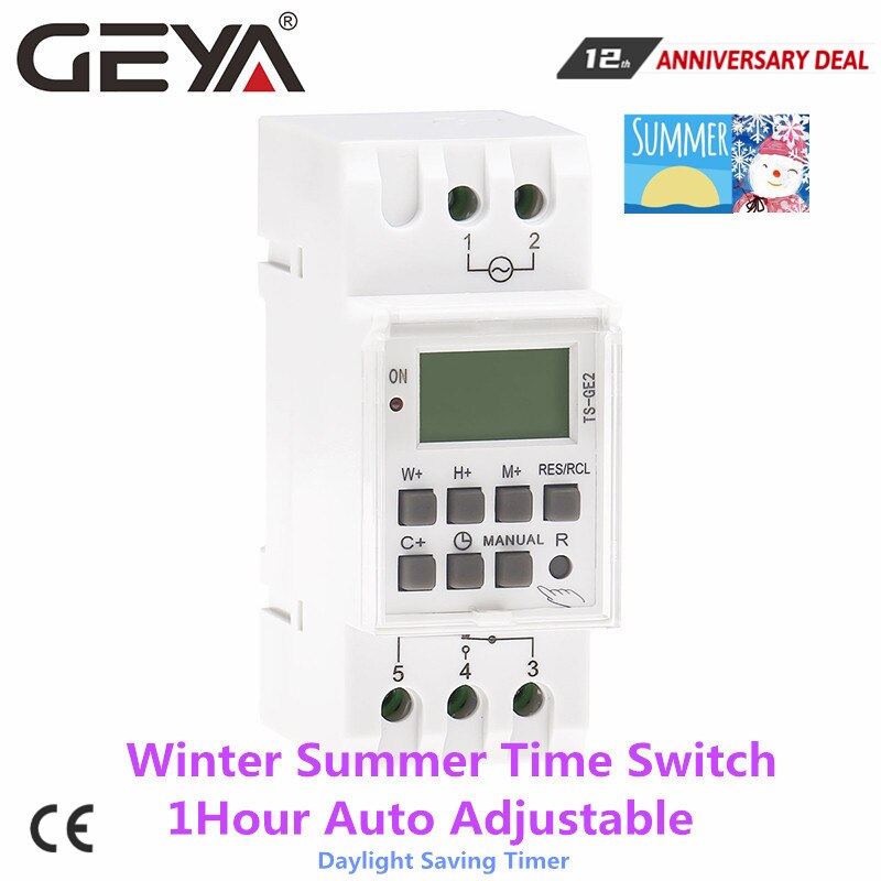 GEYA Winter Summertime Switch 1Hour Automatic Adjustable Timer Programmable Daily Weekly Digital Time Controller 16A 220V