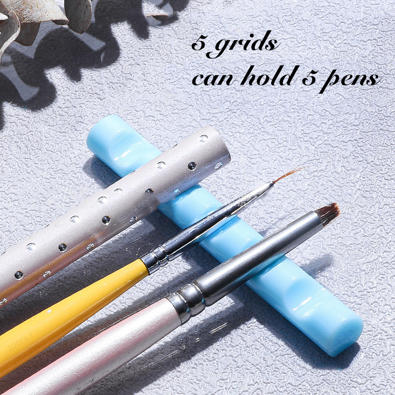 1 st nagelkonstborstehållare stativ med 5 rutnät nagelmålningspennhållare manikyrpennhållare stativ hylla akryldisplay manikyrverktyg