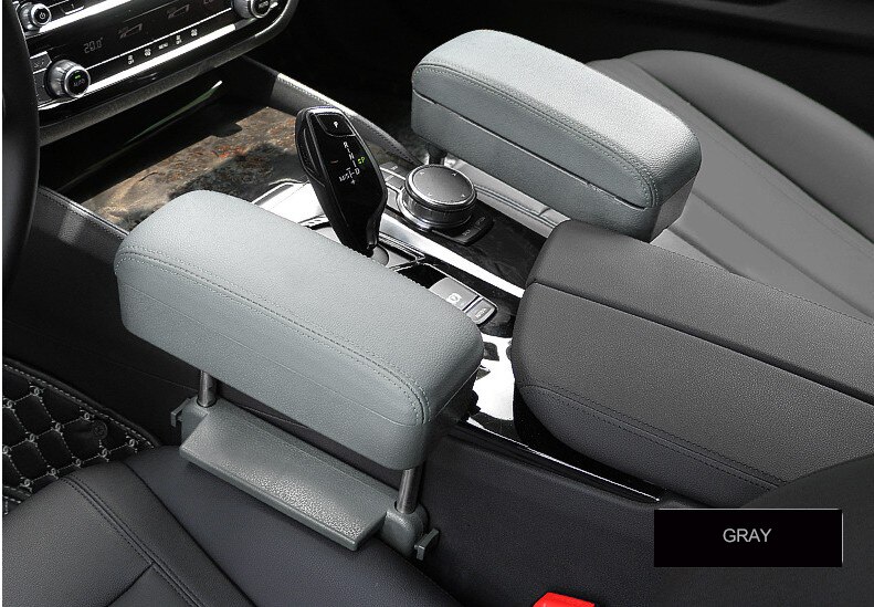 Universal Car Armrest Storage Box Adjustable Car Center Console Arm Rest Car Styling Auto Seat Gap Organizer Arm Rest Box: gray