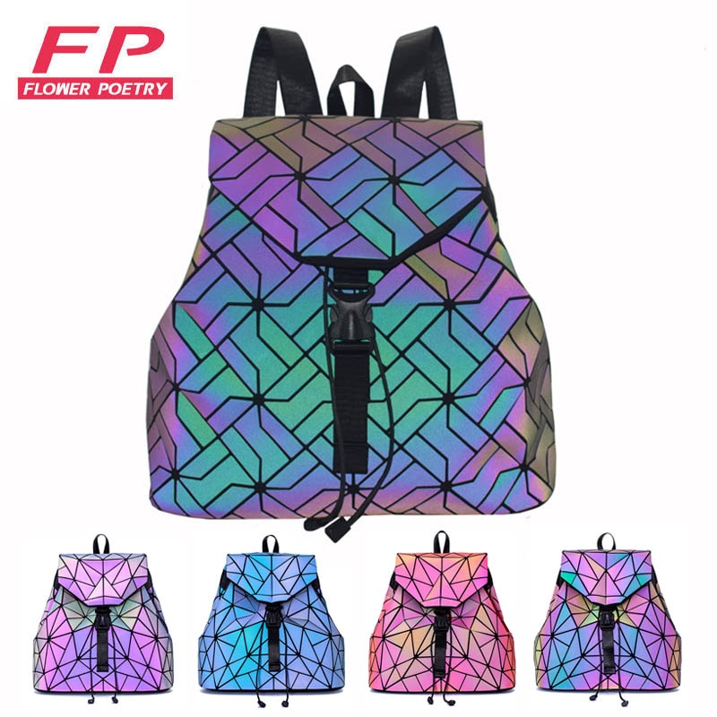 Mochilas de lujo para mujer, bandoleras de , luminosas, geométricas, escolares, holográficas