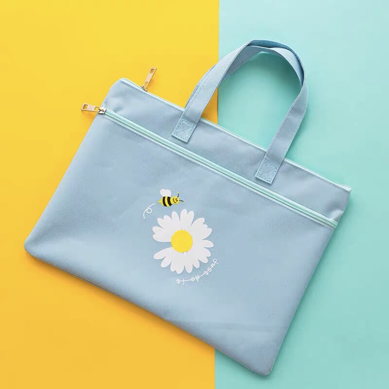 MINKYS Waterproof Canvas Double Layer A4 Folder Organizer Bag Document File Bag Folder Storage Bag School Office Stationery: B3