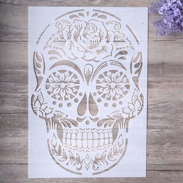 A4 Skull Stencils for Painting on Wood,Fabric,Paper,Airbrush,Walls Art Scrapbooking Stamping Album Embossing Paper Cards: C