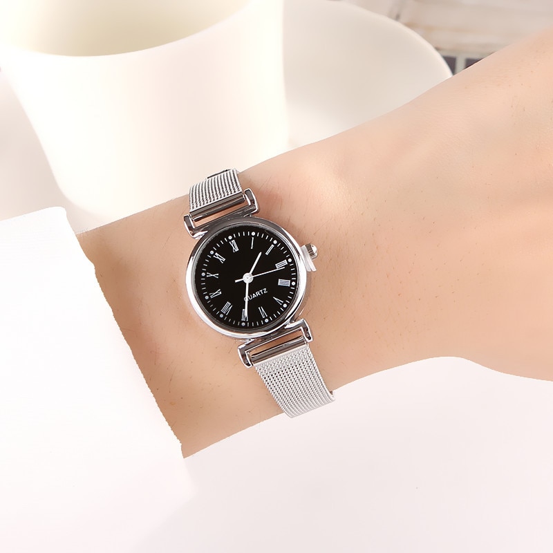 Kvartsur til kvinder luksus kvindelige ure ur armbåndsur hvid rustfrit stål bånd klassiske ure dagligt