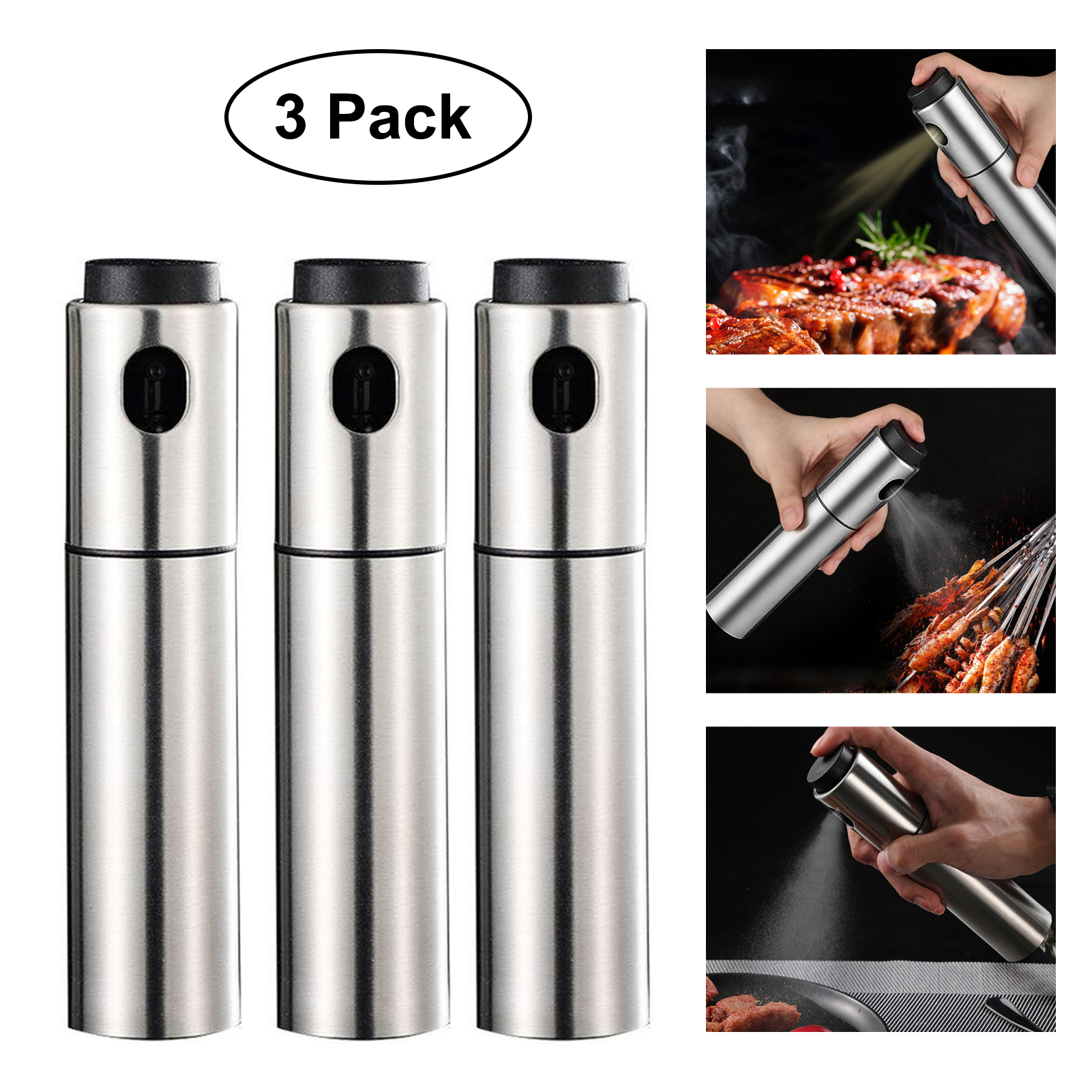 Stainless Steel Baking Oil Sprayer Pump Vinegar Dispenser Spray Bottle for BBQ Grilling Kitchen Tools 135ml