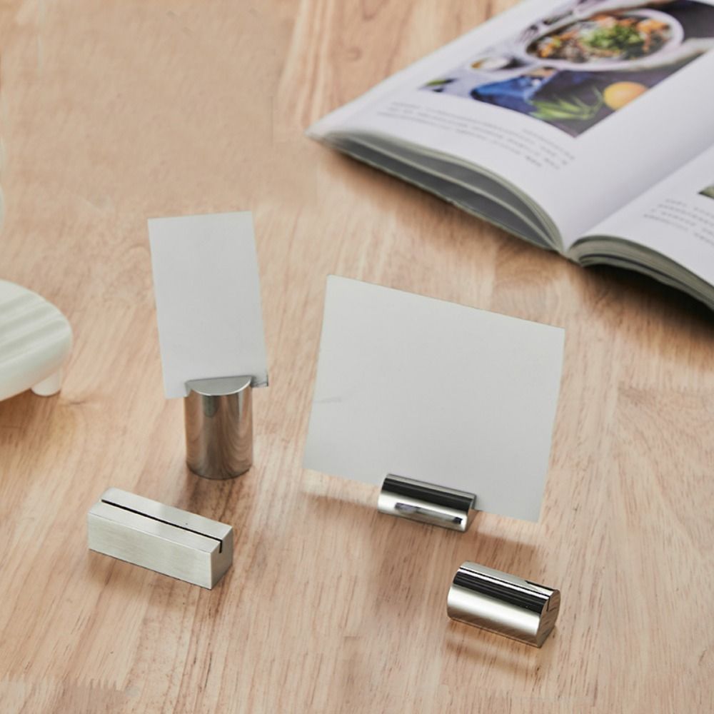 Display Stand Stainless Steel Card Holder Solid Funny Number Sign Holder Label Holder Menu Card