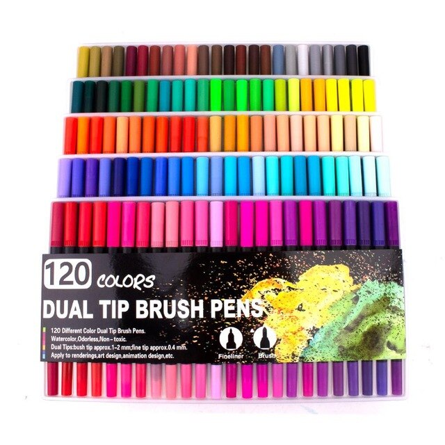 Aquarel Pennen Fineliners Art Markers Borstel Pennen Voor Tekening Schilderen Kalligrafie Art Supplies: 120 colors