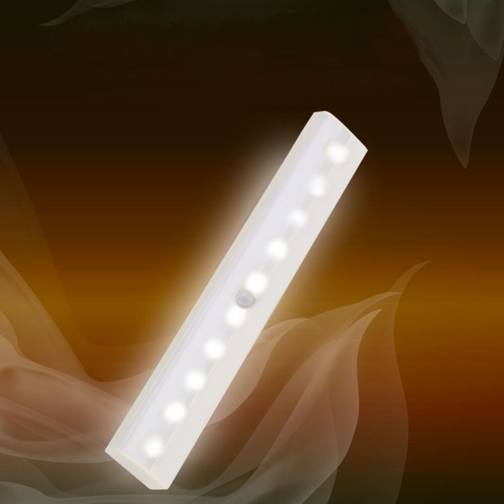 10 ledet trådløs pir bevægelsessensor lys intelligent bærbar infrarød induktionslampe nattelys til skabsskab brug 4* aaa