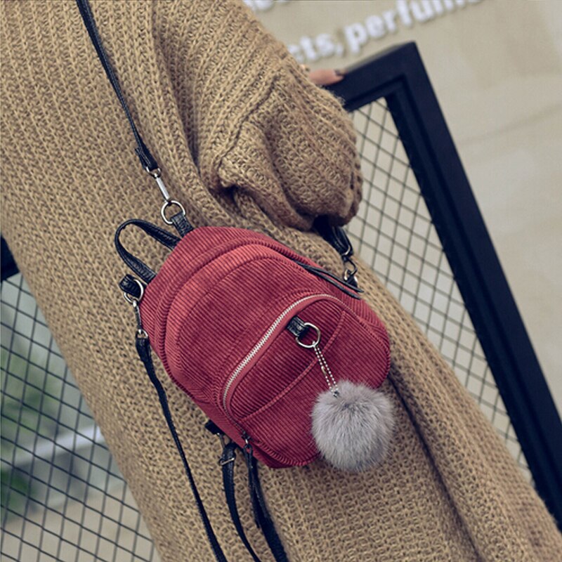 Delle donne Mini di Velluto A Coste Zaini Ragazze di Modo Borse da Scuola Solido Piccolo Viaggio Zaini DELL&#39;UNITÀ di elaborazione Della Cinghia di Cuoio Mini Backbag