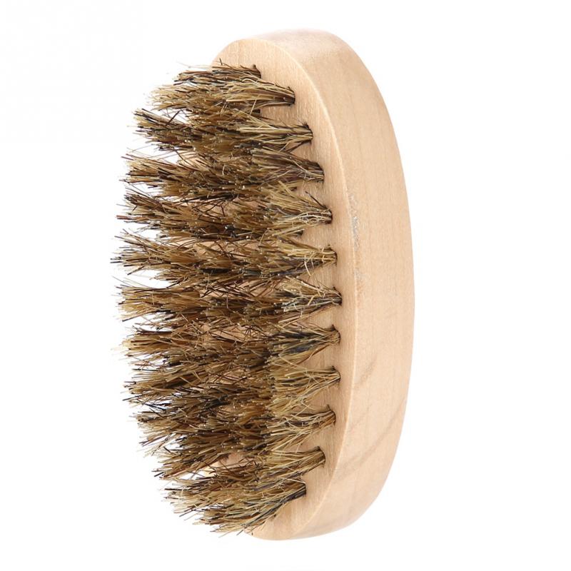 Cepillo de barba suave para hombres, peine de bigote, mango de bambú ovalado, cepillo de afeitar, Barbero, salón, herramienta para dar forma a la barba, herramienta de limpieza de barba Facial