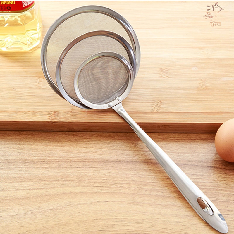 Stainless steel colander multifunctional fried fine mesh filter flour sieve vegetables filter home kitchen tools