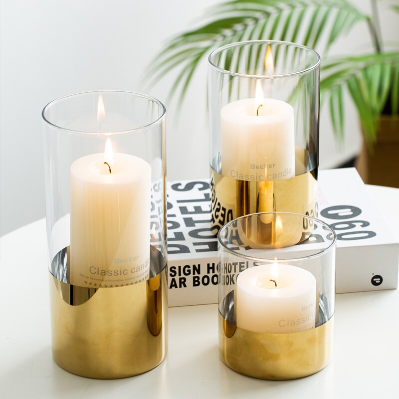 Oro nórdico moderno soportes para Velas de boda vela de jardín de al aire libre Porta Velas hogar Decoración BW50ZT