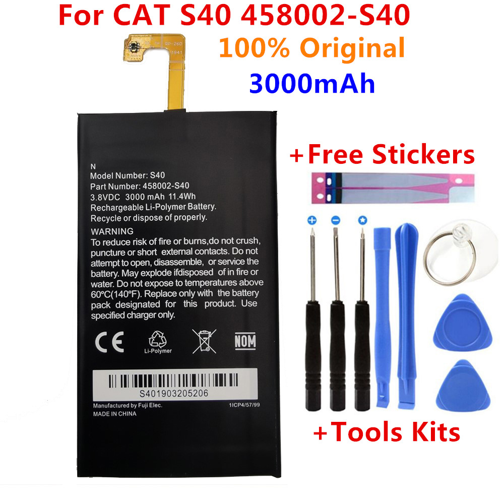 100% Original 3000Ah Battery Replacement for Caterpillar CAT S40 458002-S40 Batteries Bateria CAT S40 BATTERY Tools