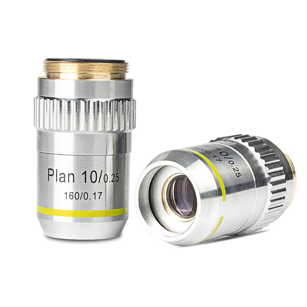 Microscope Plan Achromatic Objective Lens 4X 10X 20X 40X 100X Biological Metallurgical Microscope Objectives 20.2 RMS Thread: 10X