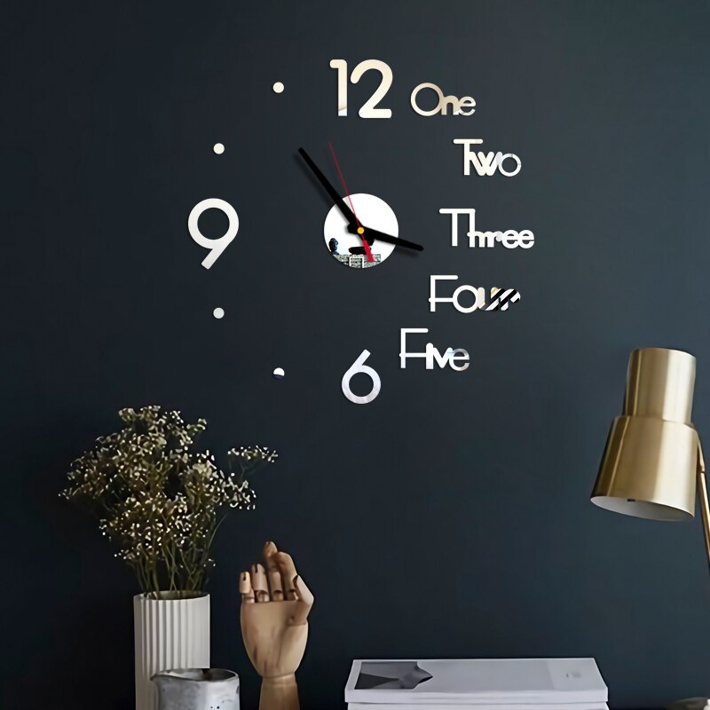 3D Horloge numérique Quartz aiguille Horloge acrylique miroir autocollants Horloge murale moderne salon décor à la maison