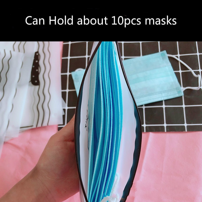 Bolsa portátil de plástico para mascarillas faciales, bolsa de almacenamiento transparente a prueba de polvo, organizador de viaje, dibujos animados, pollo, natación, para el hogar y la Oficina