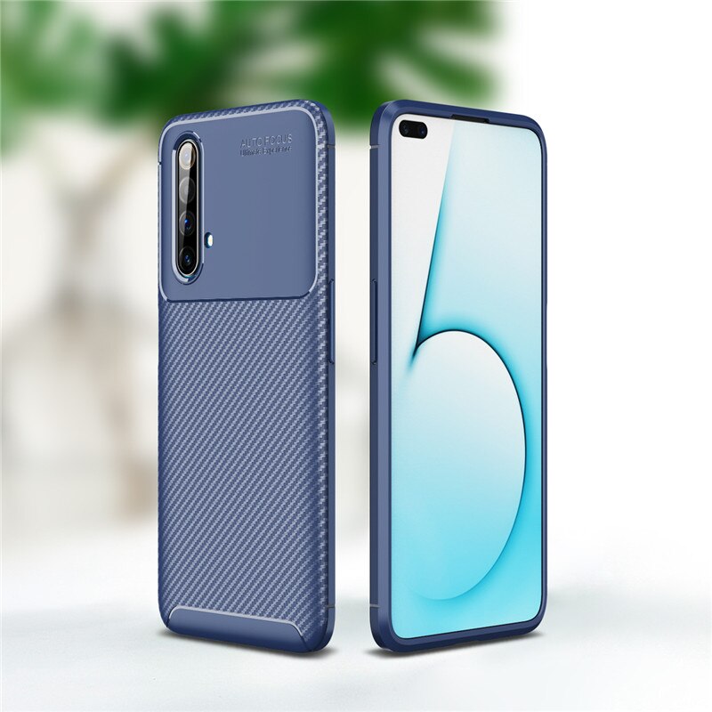 Carbon Fiber Case For Realme X3 SuperZoom Case Full Protection Soft Silicone Back Cover For Realme X3 SuperZoom Frosted Case: Dark Blue