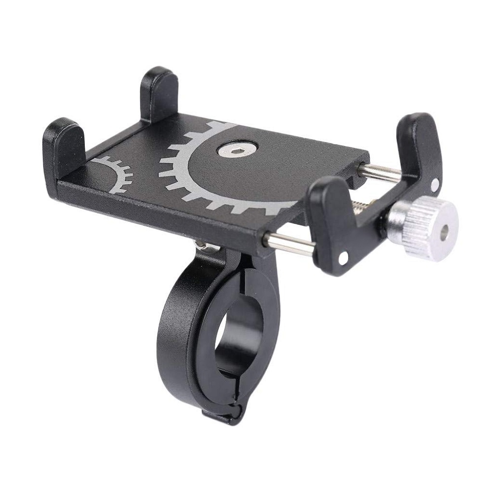 Metal cykel mobiltelefon holder universal mtb cykel motorcykel styr beslag gps clip mount til iphone 12 11 pro max xiaomi: Sort