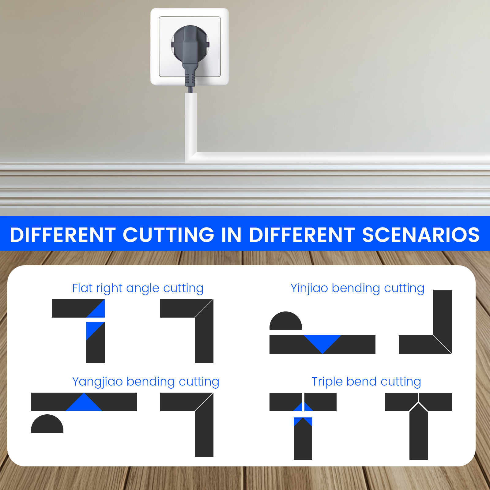 4/6/8 m Floor Cord Cover Floor Cable Sheaths PVC Flexible Electrical Conduit Cable Protectors Self-adhesive Cable Hiders