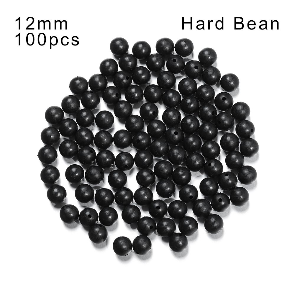 100PCS 3mm-12mm Plastic Black Round Fishing Floats Beads Spacer Stopper Soft Hard Beans Fishing Lures Bait Hook Rig Accessories