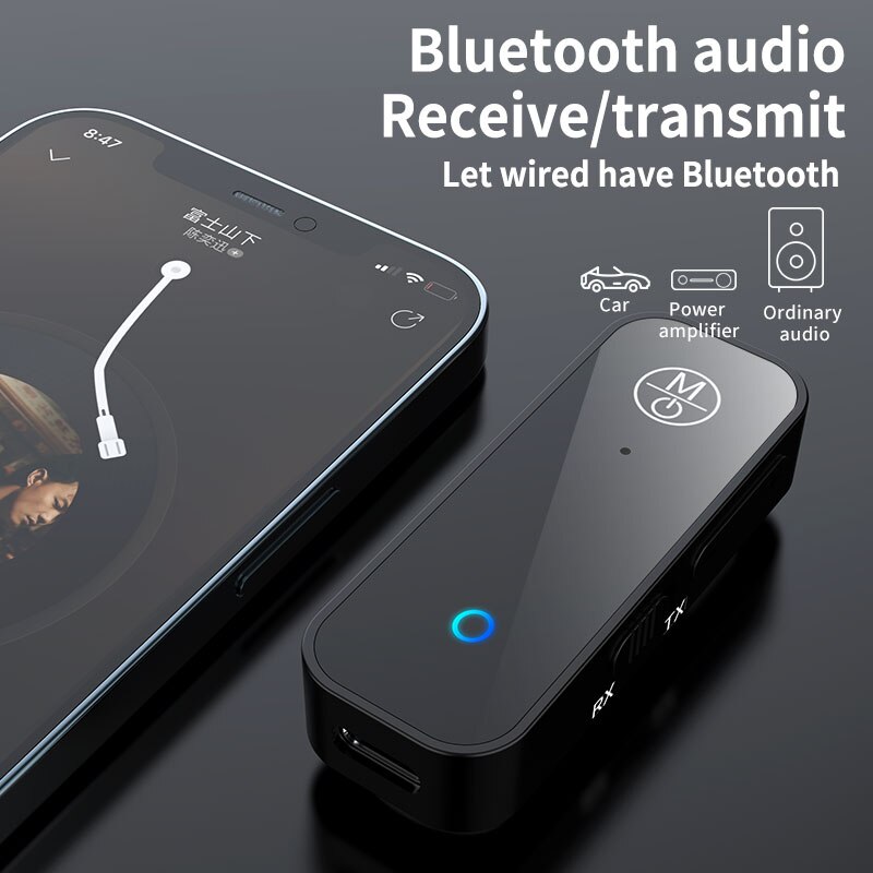 Bluetooth 5.1 sender mottaker 2 in1 lavalier trådløs adapter jack 3.5mm audio aux adapter for bil audio aux hifi headset