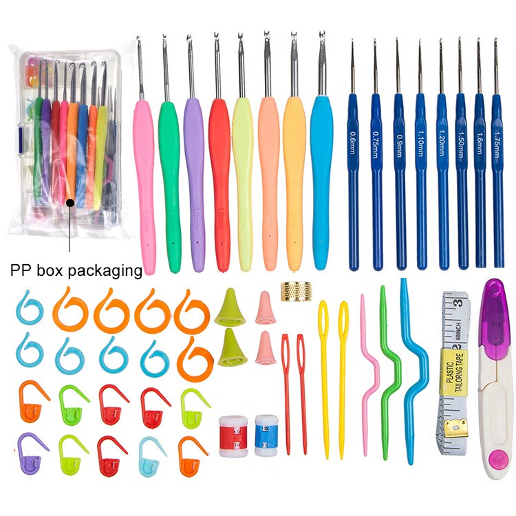 Premium Crochet Hooks Set With Case 35 Styles Knitting Needles Set DIY Needle Arts Craft Scissors Stitch Markers Sewing Tools: CK109 box