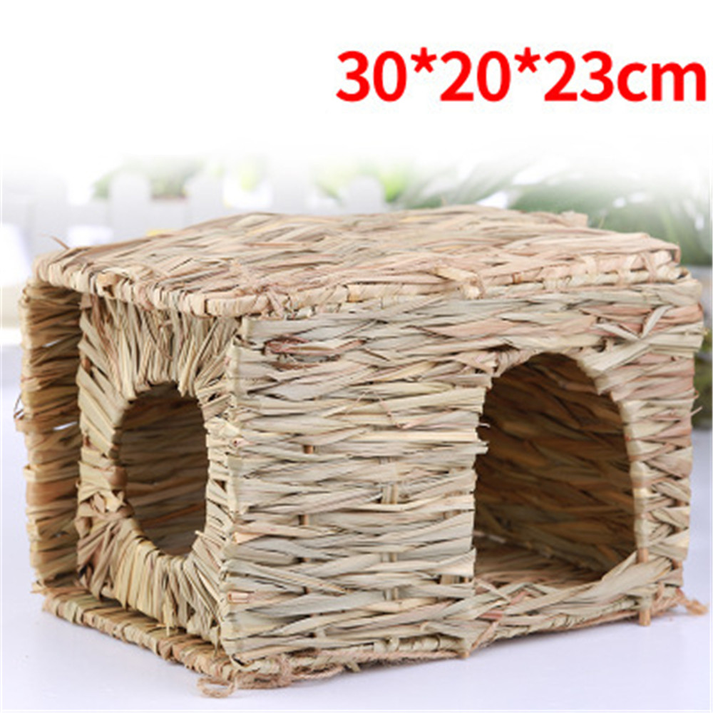 Foldable Woven Grass Rabbit Nests Pet Hamster Guinea Pig Cage House Chew Toy Breathable Summer Straw Small Animal Grass Nest