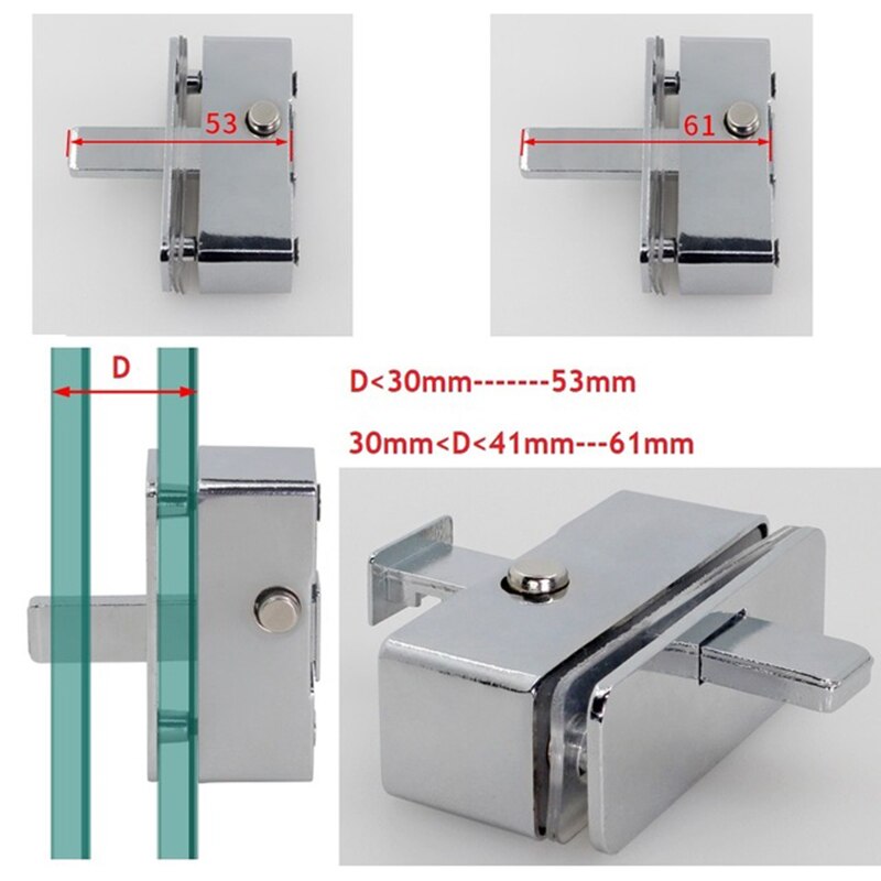 Zinc Alloy Sliding Glass Door Latch Bolt Spring Loaded Shower Box Door Latch Frameleass