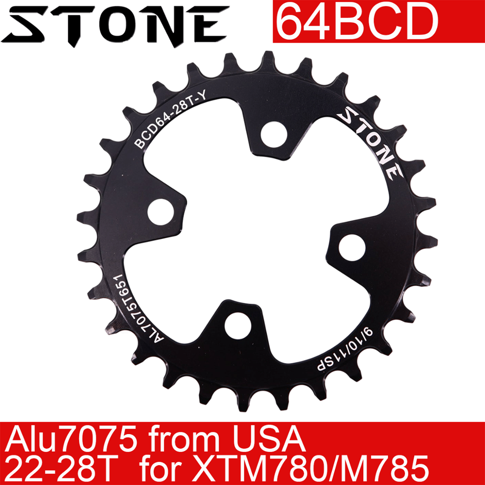 Plato de piedra 64BCD redondo para Shimano XT M780 M785 M782 M960 22t 24t 26t 28T Diente de bicicleta de montaña 64 BCD