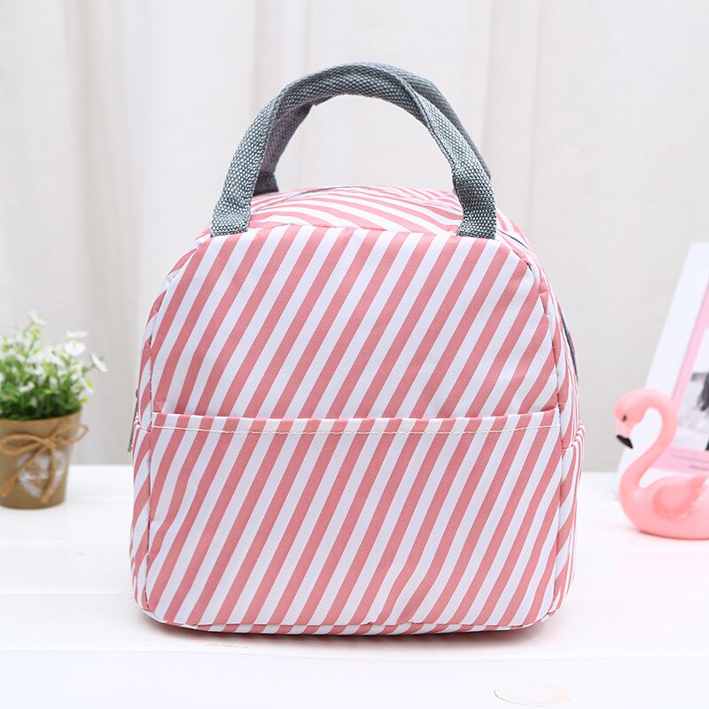 Carino Cactus Portatile Impermeabile Oxford Borse Pranzo Picnic Termica Sacchetti di Cibo Per Le Donne I Bambini Funzionale Modello del dispositivo di Raffreddamento Scatola di Pranzo: Pink Stripe