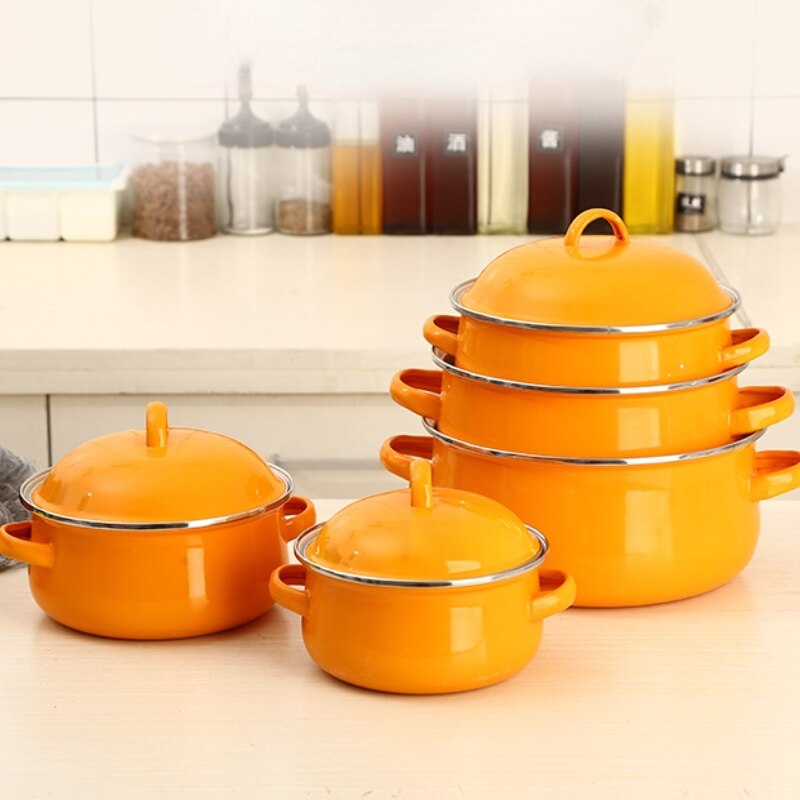Nonstick Soup Pot Enamel Cooking Pot Thick Bottom Stock Pot Handle Ramen Noodles Gas Cooker Ollas De Cocina Kitchen Cookware