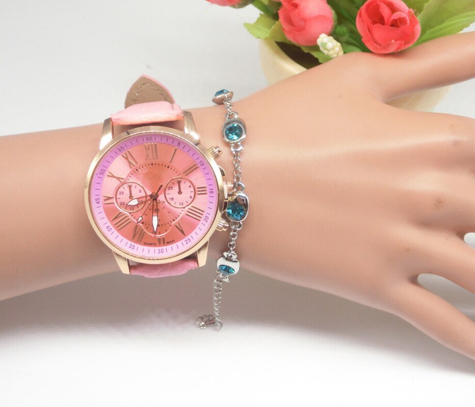 1PC Quartz Watch Leather Band Women Ladies Men Bracelet Wrist Watch Wristwatches Clock relogio feminino masculino