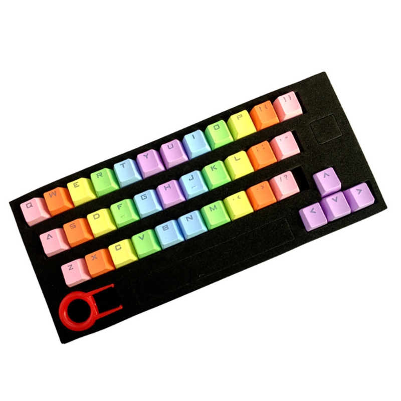 37Keys Doubleshot Rainbow Gradient Keycaps PBT OEM Profile Keycap Set for Mechanical Keyboard Cherry MX Switch w/ Puller