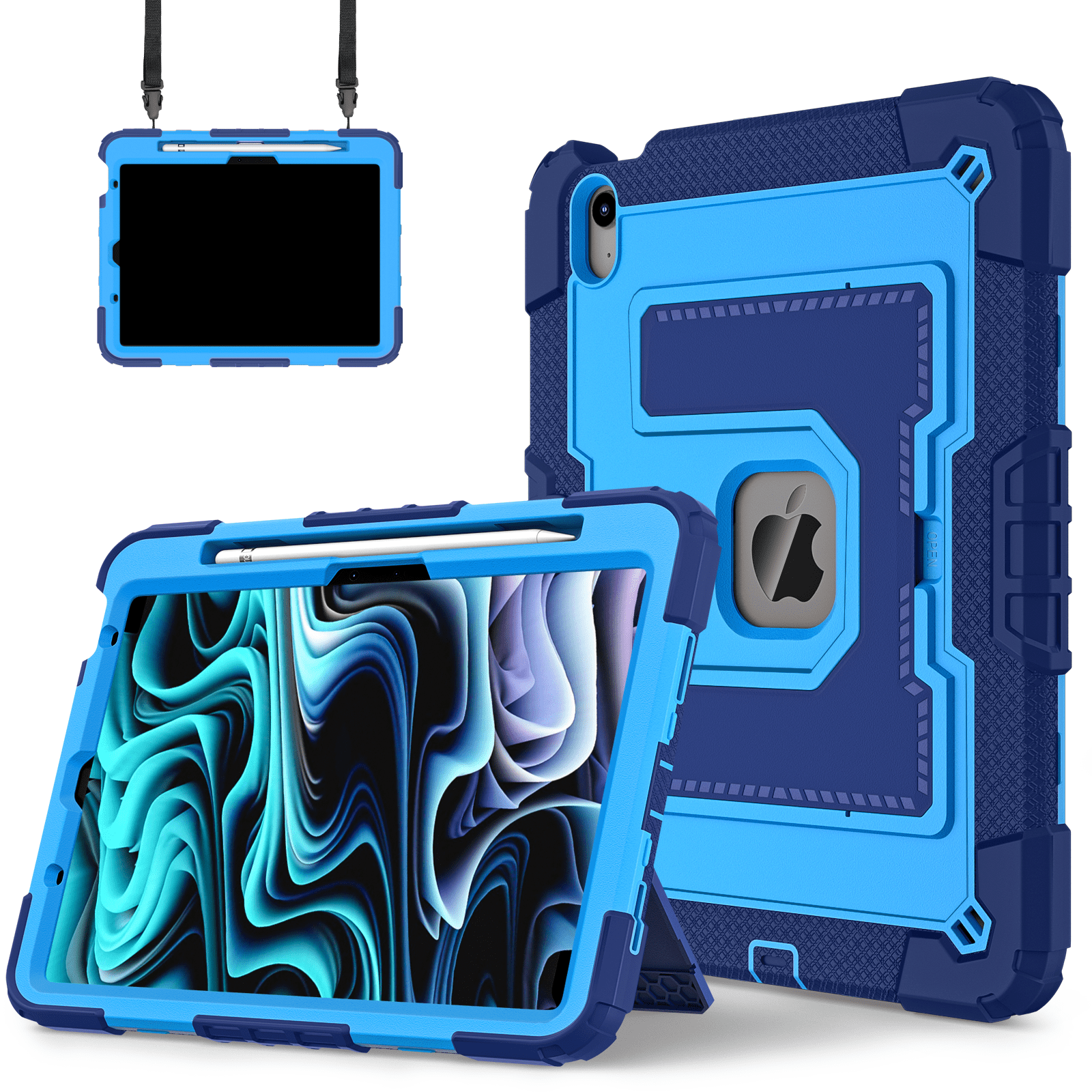 Tabletcover til ipad air 4 5 6th , roterende håndtag, stativ med pennebakke, stødsikkert, robust cover, sikker, giftfri, blød silikone: Ipad air (m3)11- tommer / Rød