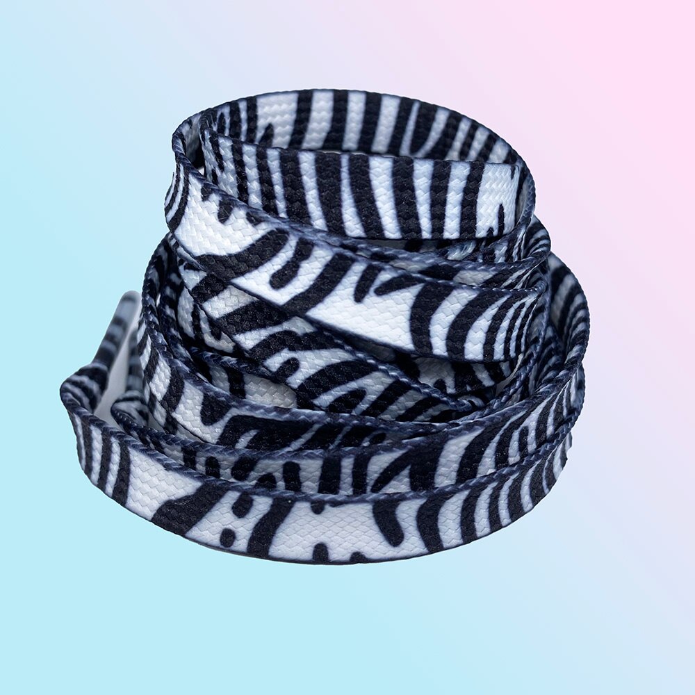 Bunte Schnürsenkel 120CM Breite Spitze Regenbogen Gradienten Druck Flache Leinwand Schuh Spitze Schuhe lässig Chromatische Farbe Schnürsenkel Für Turnschuhe: Zebra