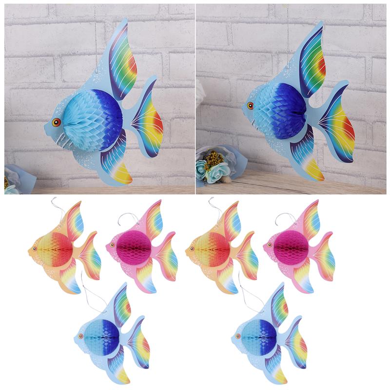 12 Stuks Kleurrijke Tissue Papier Goudvis Opvouwbare Tropische Vissen Decoratie Opknoping Ornament Feestartikelen (Goud + Roze + Blauw)
