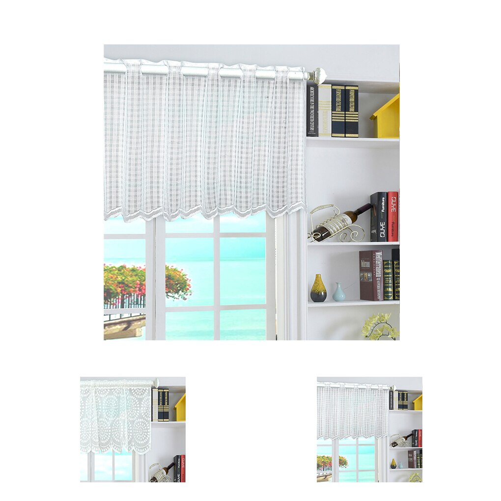 Rideau court en maille à points 45x150cm, avec poches, pour fenêtre, Dressing, armoire de cuisine, bibliothèque, cantonnière