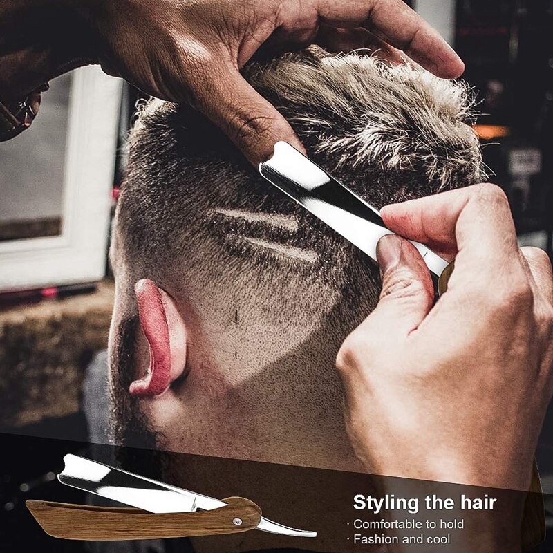 Straight Razor,Wooden Straight Edge Razor for Man Stainless Steel Manual Straight Razor Kit Cutthroat Rosewood Razor