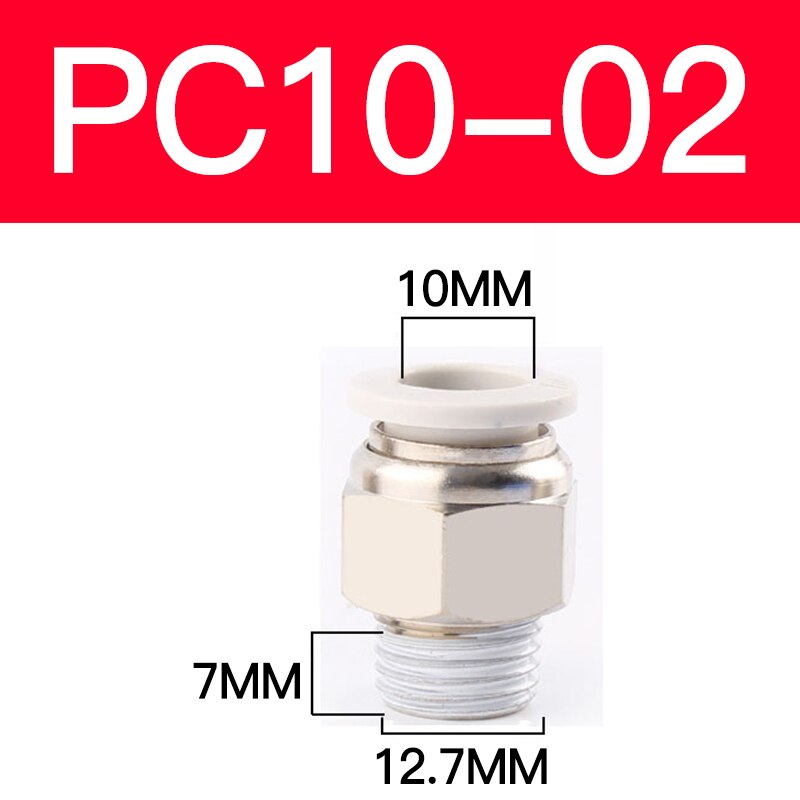 1 pcs Pneumatic quick-release trachea quick connector metric thread straight through APC4/6-M5PC8-M6/M8/M10M12M16: PC10-02