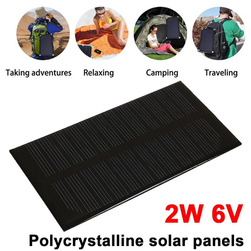 Solar Panel 2W 6V Durable Solar Light Solar Charger Pane DC Output Travel Solar Generator Portable Polysilicon