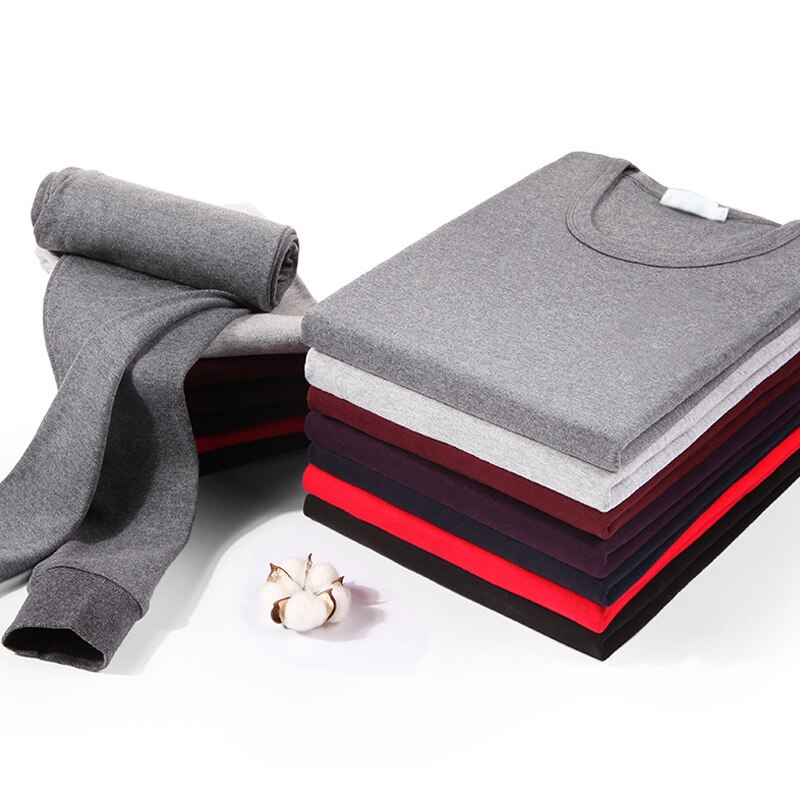 Autumn Winter Pure Cotton Thermal Underwear Men Basic Base Cotton Sweater Long Johns Suit Men Thermal Set Compression